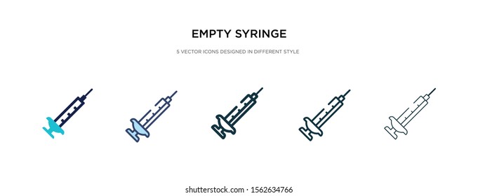 empty syringe icon in different style vector illustration. two colored and black empty syringe vector icons designed in filled, outline, line and stroke style can be used for web, mobile, ui