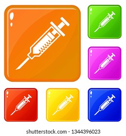 Empty syringe icons set collection vector 6 color isolated on white background