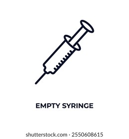 empty syringe outline icon. Linear vector from dentist concept. Thin line empty syringe icon isolated on white background