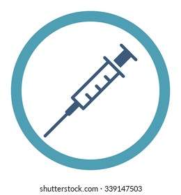 Empty Syringe vector icon. Style is bicolor flat rounded symbol, cyan and blue colors, rounded angles, white background.