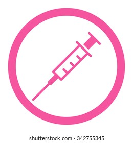 Empty Syringe vector icon. Style is flat rounded symbol, pink color, rounded angles, white background.