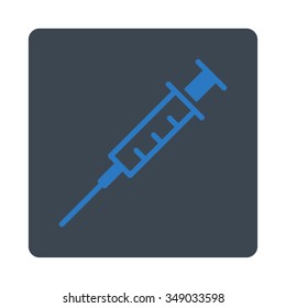 Empty Syringe vector icon. Style is flat rounded square button, smooth blue colors, white background.