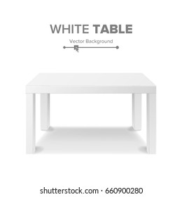 Empty Table Vector. Isolated Furniture, Stand. Clean Stand Template For Object Presentation. Realistic Vector Illustration.
