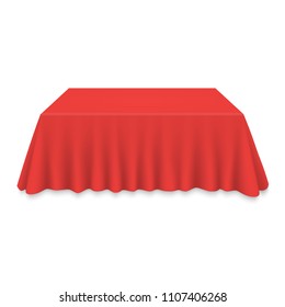 Empty Tablecloth on table Isolated on white background