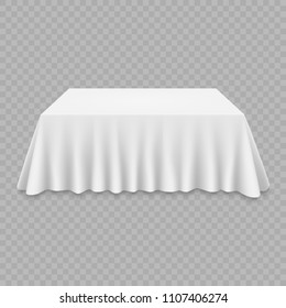 Empty Tablecloth on table Isolated on white background