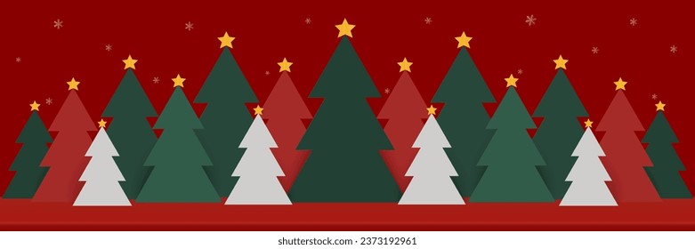 Bandeja o estante vacíos para la presentación del producto con árbol de navidad. antecedentes de navidad