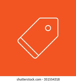 Leeres Tag-Line-Symbol für Web-, Mobil- und Infografiken. Vektorweißes Symbol einzeln auf rotem Hintergrund.