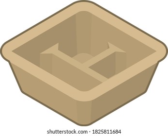 Empty take-out containers. Isometric colorful illustration.
