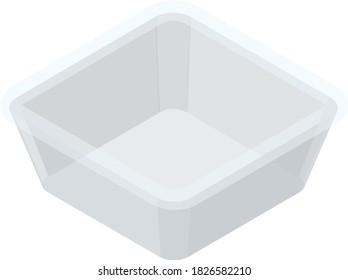 Empty take-out containers. Isometric colorful illustration.