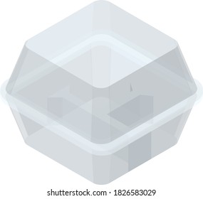 Empty take-out containers. Isometric colorful illustration.