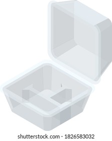 Empty take-out containers. Isometric colorful illustration.