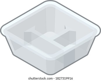 Empty take-out containers. Isometric colorful illustration.
