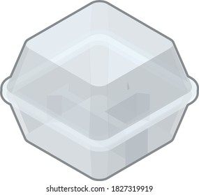 Empty take-out containers. Isometric colorful illustration.