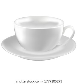 Empty teacup on saucer. Vector illustration