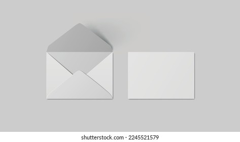 Empty template mockup envelope on gray background for demonstrate corporate identity and branding, vector realistic illustration