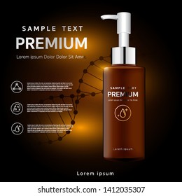 Empty template, plastic bottle simulation for body lotion for skin care - vector