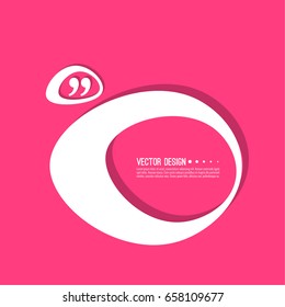 Empty template text box with quotation mark. Quote sign icon.