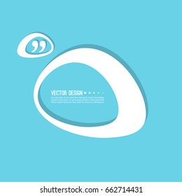 Empty template text box with quotation mark. Quote sign icon.