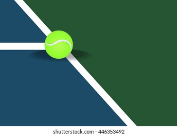 empty tennis court with tennis ball