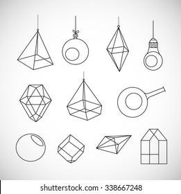 Empty terrariums for flowers and succulents. Vector. Isolated