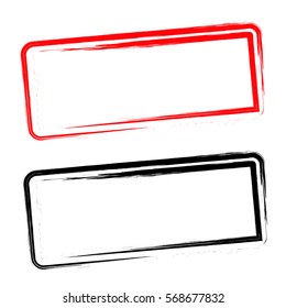 Empty text stamps with specific watermark. For text placed inside rounded rectangular sticker with grunge and dirty design. Vector red and black version sticker on a white background, eps file.