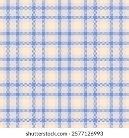 Empty textile texture vector, stitched pattern background fabric. Aesthetic check plaid seamless tartan in white and papaya whip colors palette.