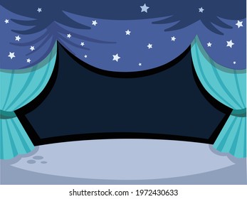 An empty theater stage. Vector illustration.