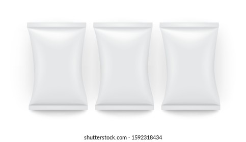 empty three white paper packaging isolated on white background vector mock up