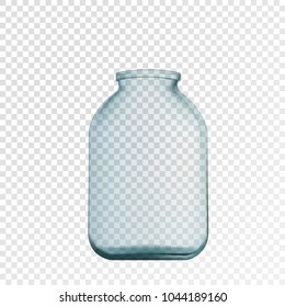 Empty three-liter glass jar. Isolated on white. Photo-realistic vector eps.