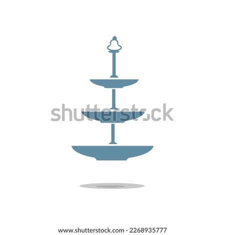 Empty three-tiered plate for fruit or desserts Vector illustration