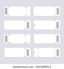 An empty ticket example, with a barcode.  Vector illustrations.