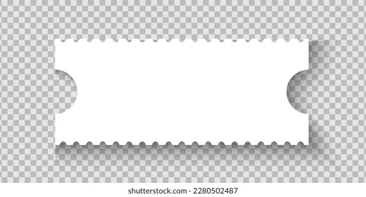 Empty ticket mockup. Blank paper entry ticket for concert, cinema, museum, festival, theater, exhibition isolated on transparent background. Vector realistic illustration