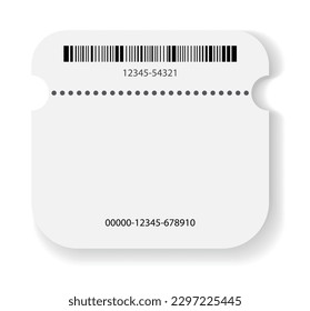Empty ticket template. Blank concert ticket or lottery coupon. Event coupon or cinema movie theater card. Festival or circus paper empty flyer. Vector isolated illustration
