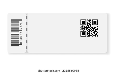 Empty ticket template. Blank concert ticket or lottery coupon. Event coupon or cinema movie theater card. Festival or circus paper empty flyer. Vector isolated illustration