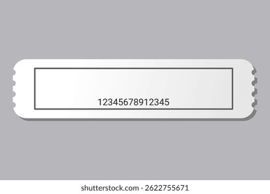 Empty ticket template. Blank concert ticket or lottery coupon. Event coupon or cinema movie theater card. Festival or circus paper empty flyer. Vector isolated illustration