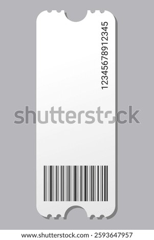 Empty ticket template. Blank concert ticket or lottery coupon. Event coupon or cinema movie theater card. Festival or circus paper empty flyer. Vector isolated illustration