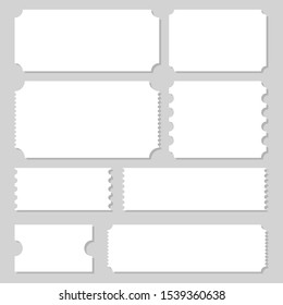 Empty ticket template vector design illustration isolated on grey background