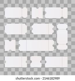 Empty ticket templates mockup concert and movie ticket.
