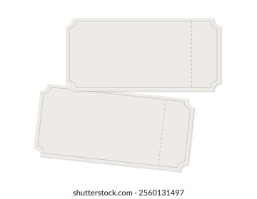 Empty ticket templates. Tickets for cinema, concert, theater, club, event, movie, circus, festival film etc. Vector realistic Mockup. Event admission, entrance pass label. EPS10.