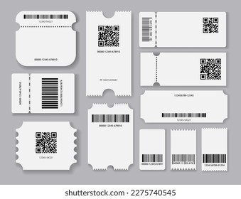 Plantilla de entradas vacías. Ponga un boleto de concierto en blanco, cupones de lotería. Cupón de evento o tarjetas de cine. Folletos vacíos del festival o del circo. Ilustración aislada del vector