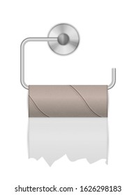 Empty toilet paper roll on a white background. Vector illustration.