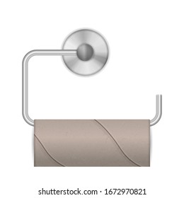 Empty toilet paper roll on a white background. Vector illustration.