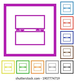 Leere Toolbox-Flachfarbicons in quadratischen Rahmen auf weißem Hintergrund