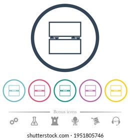 Empty toolbox flat color icons in round outlines. 6 bonus icons included.