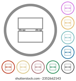 Empty toolbox flat color icons in round outlines on white background