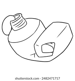 empty toothpaste illustration hand drawn outline vector