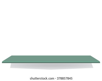 Empty top of  green shelves with wall background vector
