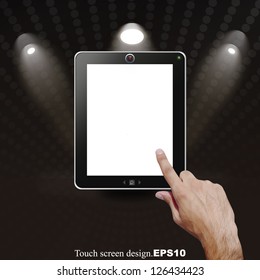Empty touch screen with a hand or a finger pointing. vector design