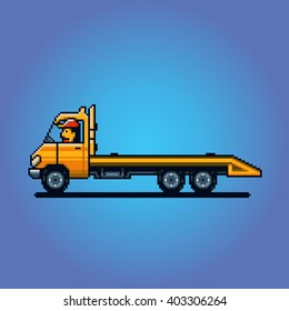 Empty Tow truck pixel art game vector illustration svg