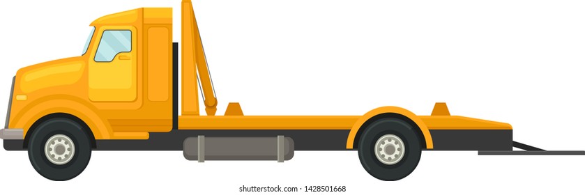 Empty tow truck with platform. Vector illustration on white background.